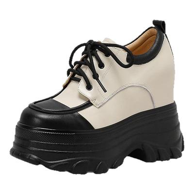 内增高小个子增高系带拼色女单鞋