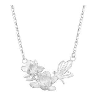 中国黄金莲花项链荷花银项链999纯银项链女款送女友老婆生日礼物