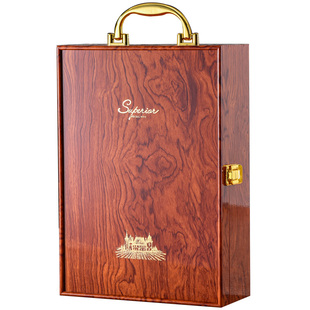 红酒木盒包装盒礼盒钢琴烤漆仿红木高档双支装木箱葡萄酒木质盒子