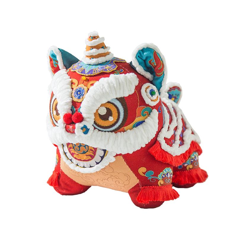 阿卡手工刺繡diy材料包中國(guó)風(fēng)大醒獅平安符立體玩偶擺件創(chuàng)意禮物