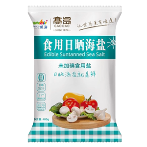 高岛食用日晒海盐不加碘食盐调味细盐巴无抗结剂家用调料400g*6袋