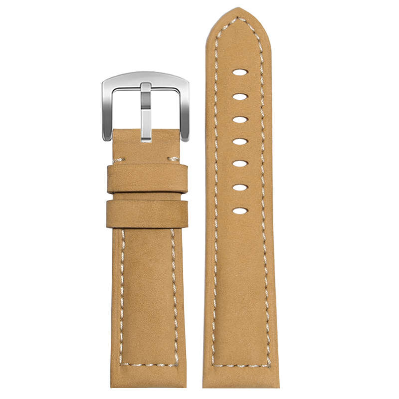 复古疯马皮手表带男真皮表带适配天梭美度西铁城万国欧米茄沛纳海