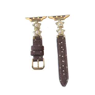 壳里斯iwatch表带S11灯芯绒珠子星星皮革适用S10苹果applewatch华为GT6手表FIT4红米5小米9pro秋冬小众新款S9