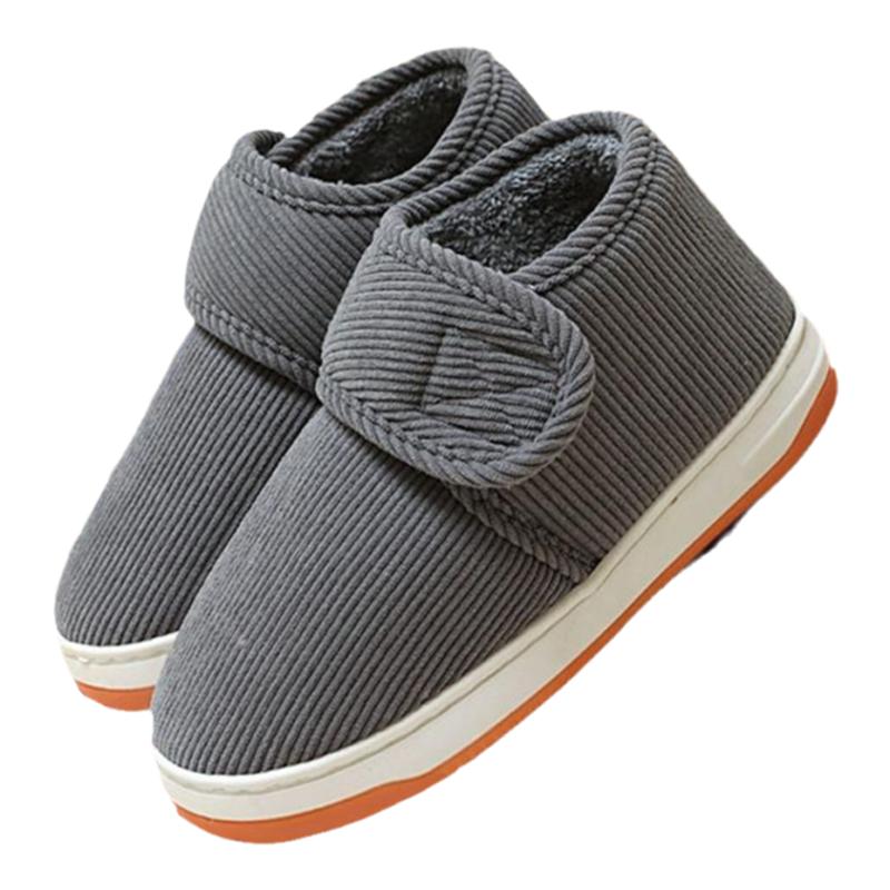 冬季牛筋底男童棉鞋加厚底防滑居家室内外魔术贴居家保暖棉拖鞋女