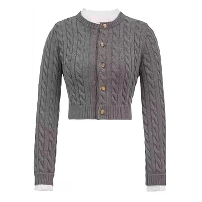 现货/赵今麦同款木耳边针织开衫