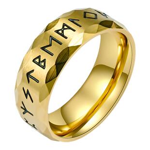 泰爱你复古北欧维京文字卢恩符文戒指潮流男款酷炫个性钛钢指环