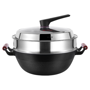 正宗陆川铁锅官方防滑加厚平底炒锅双耳铁锅大容量老式铸铁炒菜锅