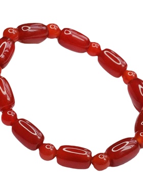 红玛瑙路路通手串玉髓手链珠宝天然红玛瑙手链手串古法手工桶珠