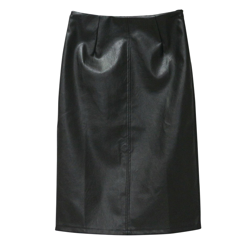 5XL size PU leather skirt PU women dress前开叉半身裙大码皮裙