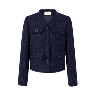 ELSEWHERE珂思【商场同款】时尚简约香风短外套女春季新款