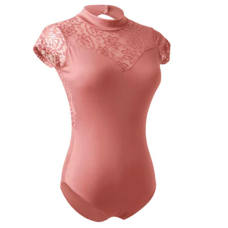 舞蹈体操服女夏季短袖蕾丝形体服