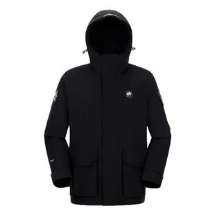 骆驼熊猫黑色羽绒服女冬季新款户外防风加厚保暖连帽羽绒外套男