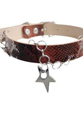 创口光合原创项圈蛇纹颈带个性锁骨链鱼纹Y2K星星吊坠项链choker