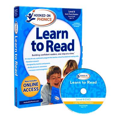 英文原版 自然拼读教材迷上语音第8级别 Hooked on Phonics Learn to Read Second Grade Level 8 附DVD 美国少儿英语语言学习教材