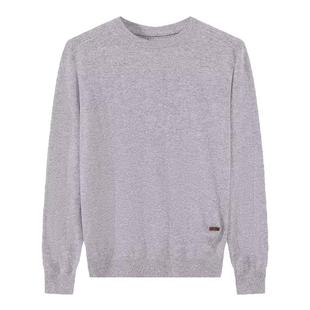 鹿王羊绒衫男士圆领变化组织套头纯色时尚保暖休闲打底秋冬新品