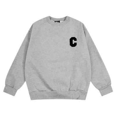 字母贴布绣加绒圆领卫衣