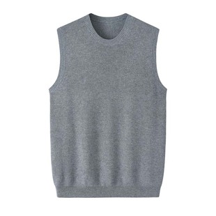 男款羊绒马甲秋冬圆领修身针织打底衫套头毛背心纯色加厚保暖坎肩