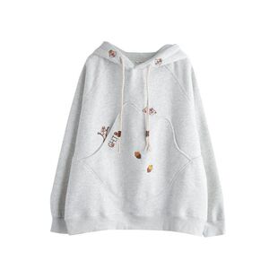 连帽卫衣女秋冬2026新款爆款宽松大码加绒加厚初中生刺绣上衣外套