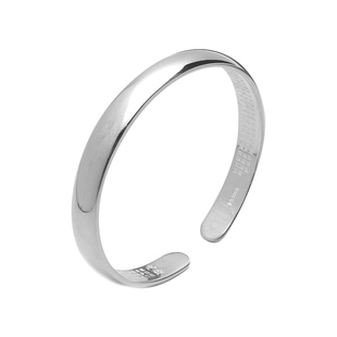 银手镯女9999足银实心开口光面心经简约亮面纯银手镯年轻款送妈妈