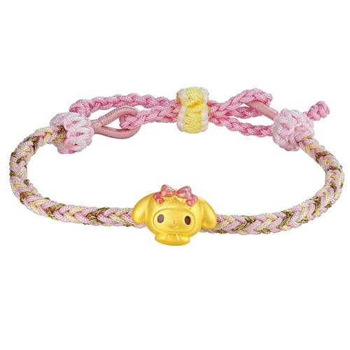 潮宏基三丽鸥美乐蒂黄金手链足金手绳5D硬金珐琅手饰纪念礼物