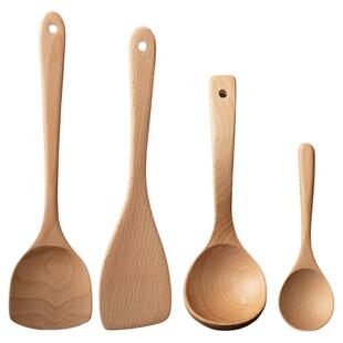 耐涛榉木铲子不粘锅专用木铲木勺炒菜铲家用木勺木质锅铲耐高温