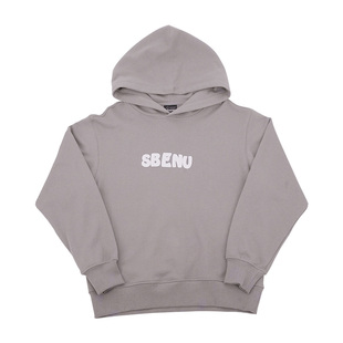 sbenu韩国字母印花连帽卫衣情侣简约纯色高级感慵懒风外套上衣