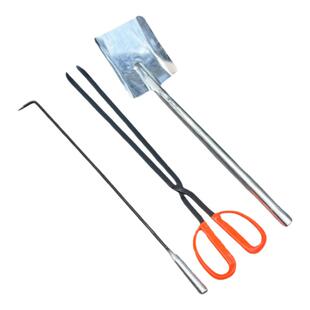 老式火钳夹子火剪炭钩煤铲火钳子三件套夹煤球炭块烧烤木炭垃圾夹