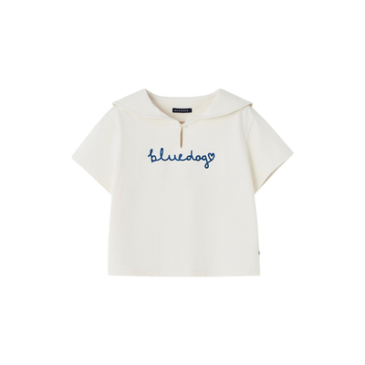 BLUEDOG蓝狗春夏短袖中大童翻领高腰T恤短袖上衣休闲百搭夏季