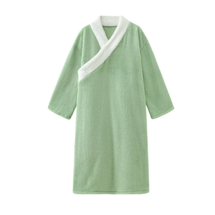 猴哥同款搞怪睡袍男女款秋冬季加厚珊瑚绒孙悟空绿色长衫抽象睡衣