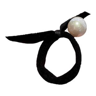 韩版黑色蕾丝花边珍珠发圈发饰成人高弹力扎马尾皮筋扎头头绳头饰