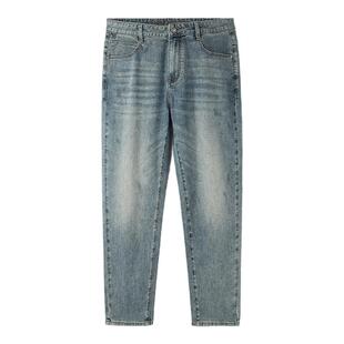 HLA/海澜之家panda wowo熊猫牛仔九分裤25春夏新款宽松锥形裤男士