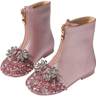 儿童马丁靴秋冬季女童靴子洋气小女孩短靴加绒软底皮靴公主风冬鞋