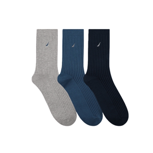Nautica Underwear 男士加厚棉袜子商务精梳棉透气防臭男袜3双装