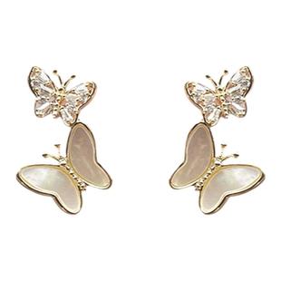 《陪伴你》母贝锆石蝴蝶耳环小众设计高级感小巧耳饰耳钉2026新款