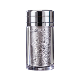 银杯子999纯银内胆保温杯雪花银水杯迷你袖珍口袋杯小银杯银茶杯