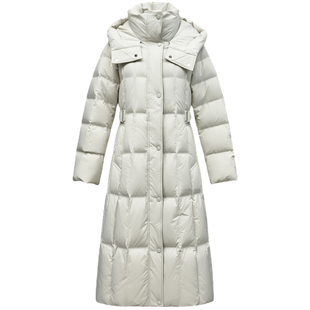 印象草原秋冬新款羽绒服女装连帽收腰外套长款高级上衣冬季保暖