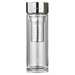 双层玻璃杯茶水分离商务便携带盖水杯男士泡茶杯车载耐热小巧杯子