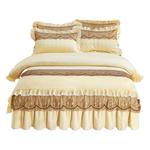 欧式蕾丝纯棉床裙款四件套夹棉加厚床罩1.5m1.8m全棉被套床上用品