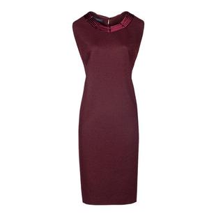 LIANGNUO靓诺紫红亮丝盘花连衣裙LQ12165A