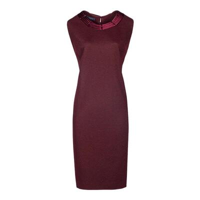 紫红亮丝盘花连衣裙LQ12165A