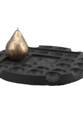 新中式创意黑色洞洞果盘客厅摆饰