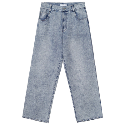 青春流行浅蓝做旧复古休闲牛仔裤