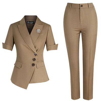韩茗雅高端职业套装卡其色工作服