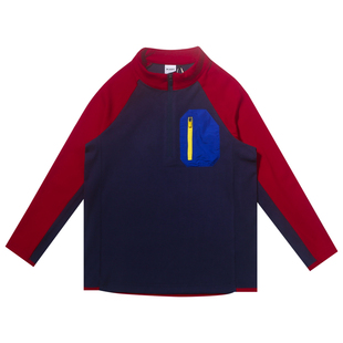 男童撞色插肩骑行服2025新款儿童半开领长袖T恤童装冬装打底衫潮