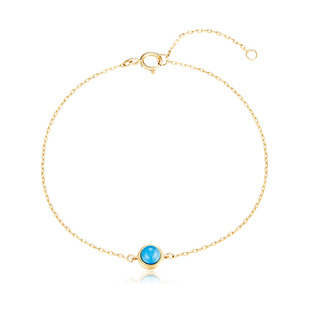 10K黄金绿松石手链女亮蓝小清新小众简约精致手饰送女朋友礼物