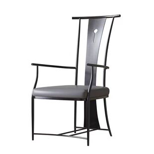 客厅茶椅椅新中式不锈钢主人椅单人椅高背椅软座靠背椅网红时尚款