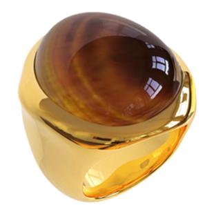 盐岛陈昊宇同款白露虎眼石戒指轻奢小众复古原创饰品金色食指指环