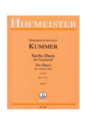 库默尔 六首二重奏op126 卷一 两把大提琴 霍夫曼斯特原版乐谱书 Friedrich August Kummer Sechs Duos Teil 1 Cello FH2220
