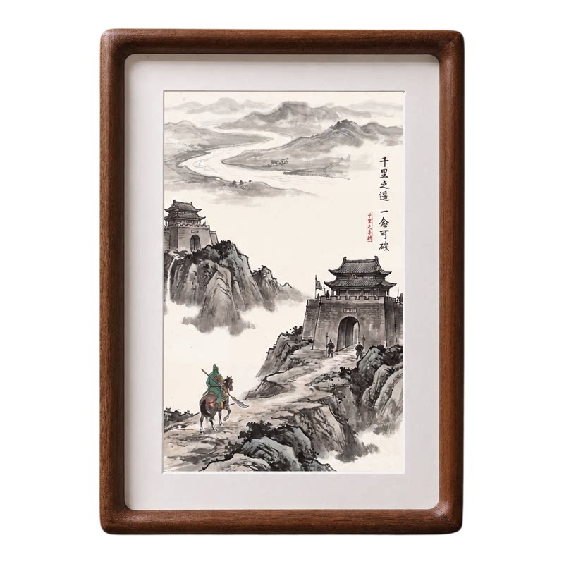 新中式关公千里走单骑文创摆台画