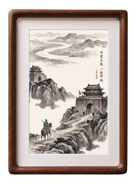 新中式关公千里走单骑文创摆台画